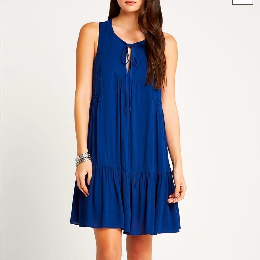 Blue Boho Sleeveless Tunic Dress Size XXS